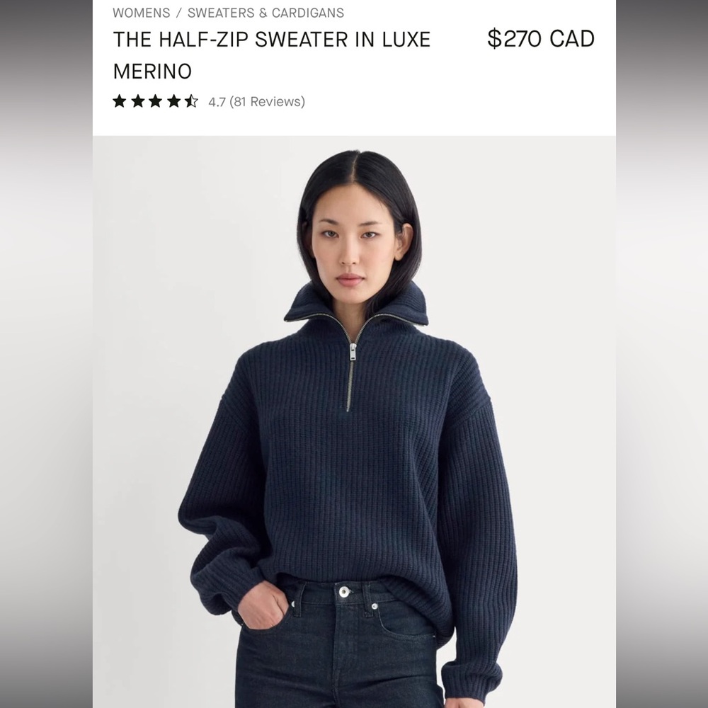 Everlane half-zip sweater in merino